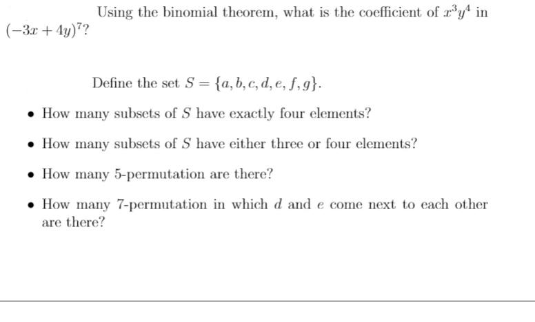 Solved Using the binomial theorem, what is the coefficient | Chegg.com