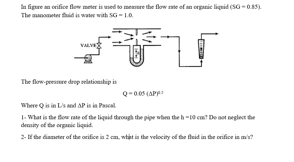 Solved In figure an orifice flow meter is used to measure | Chegg.com