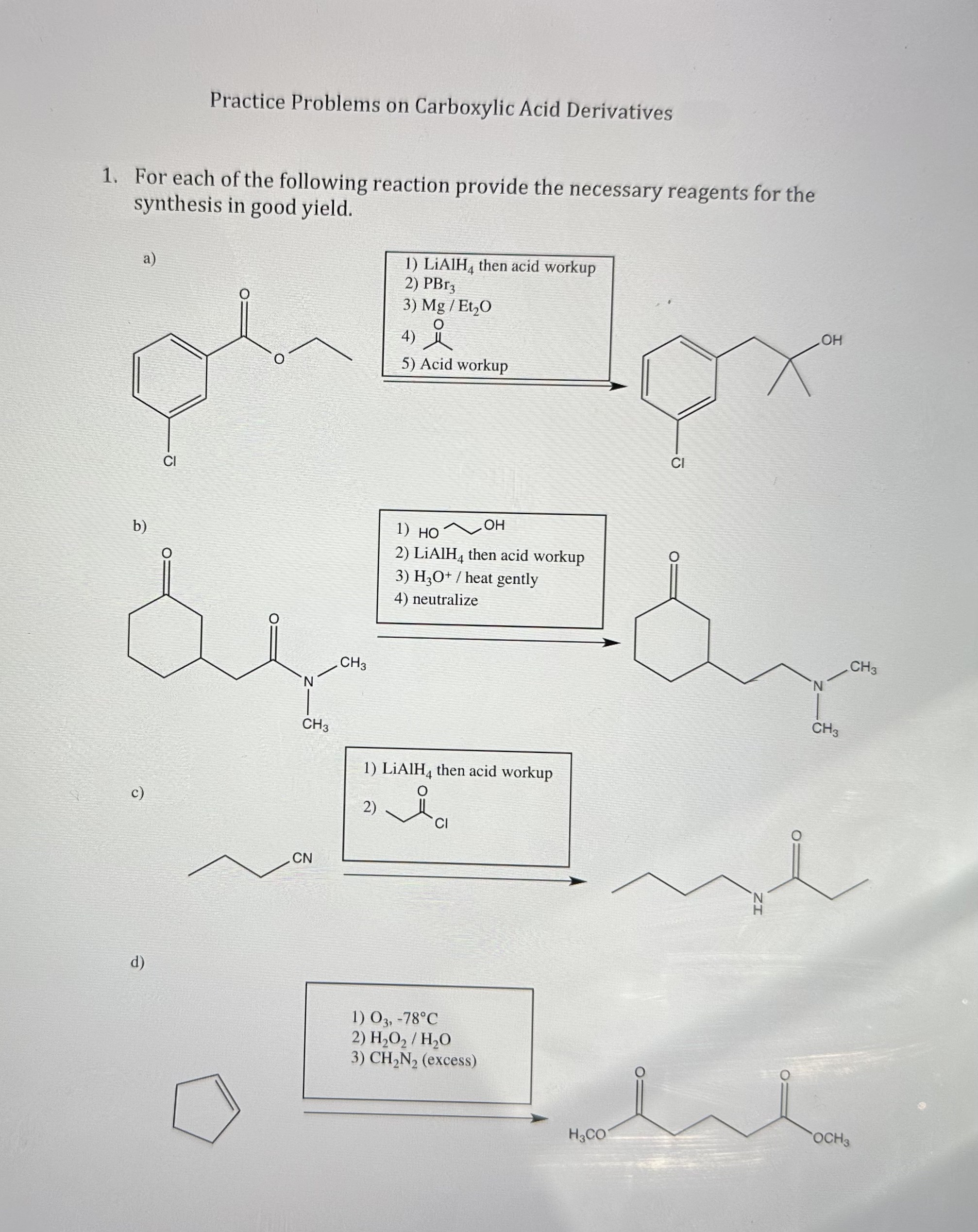 Solved The Necessary Reagents Are Provided For Each Of The | Chegg.com