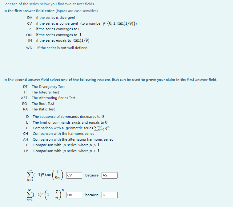 Solved For each of the series below you find two answer | Chegg.com