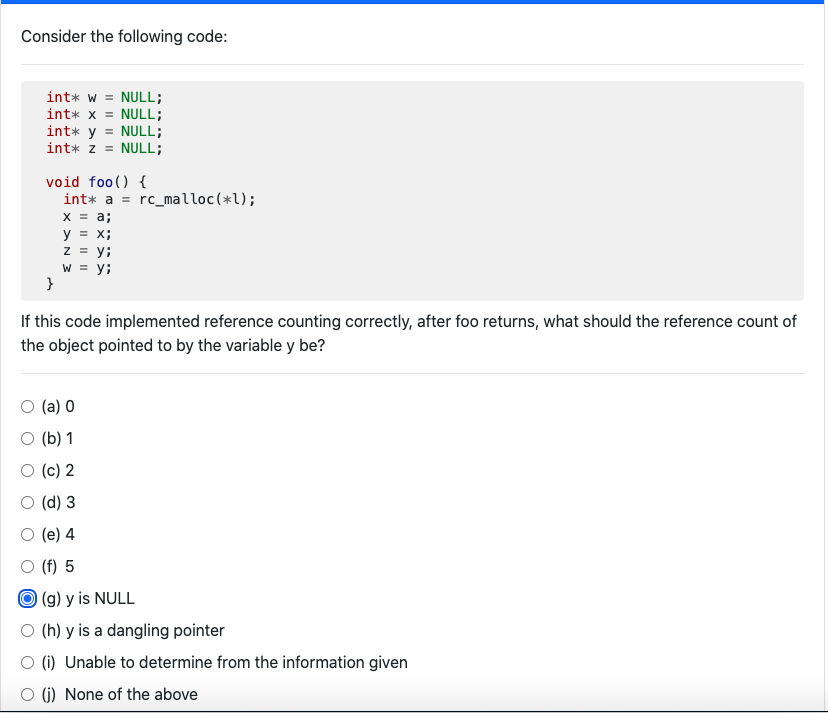 Solved If this code implemented reference counting | Chegg.com