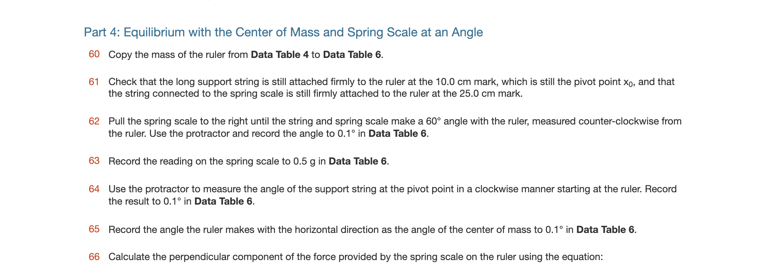 experiment table data