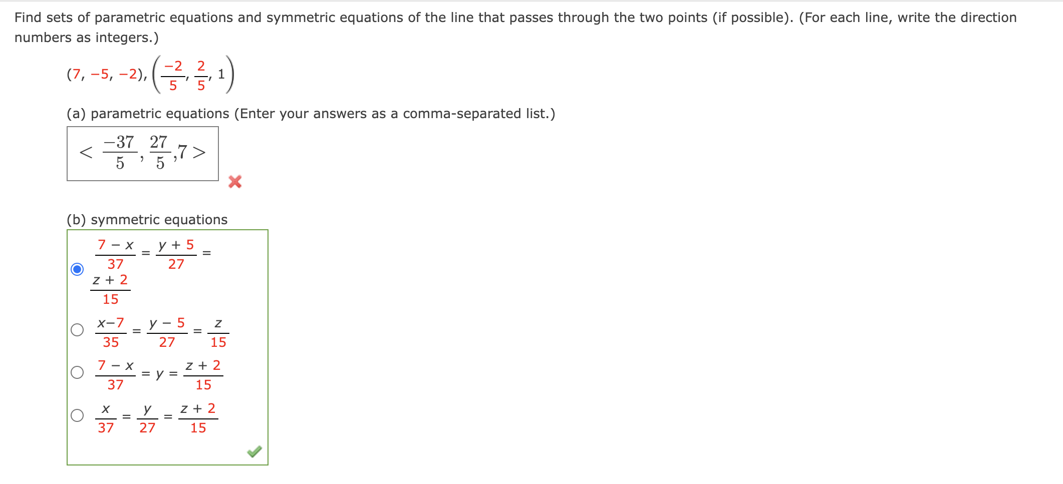 Solved Find Sets Of Parametric Equations And Symmetric