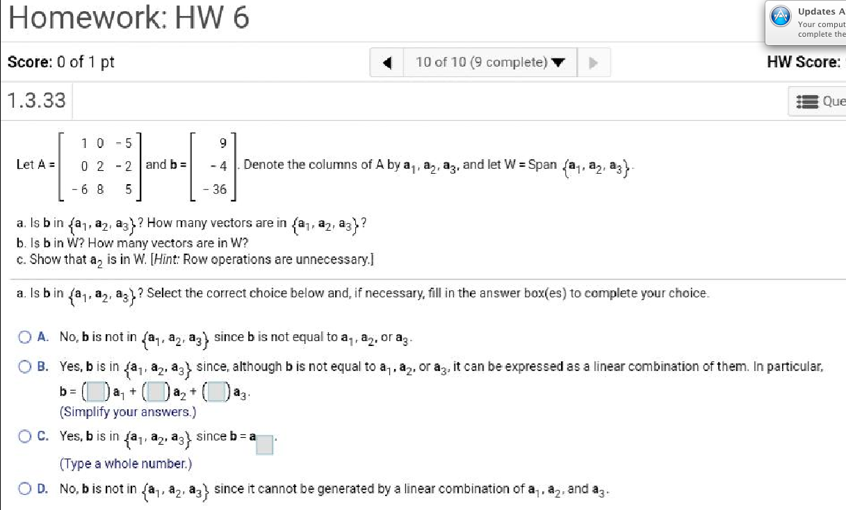 Solved Homework Hw 6 Updates A Your Comput Complete The Chegg Com