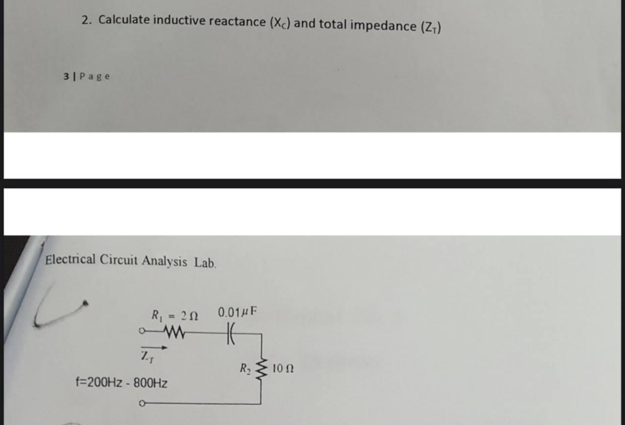 Solved 2. Calculate inductive reactance (X) and total | Chegg.com