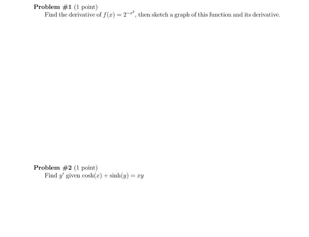 Solved Problem 1 1 Point Find The Derivative Of Fx 7604