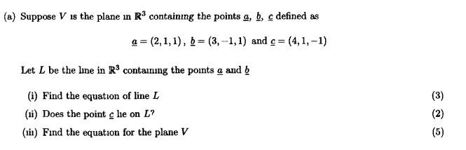 Solved (a) Suppose V18 the plane in R3 containing the points | Chegg.com