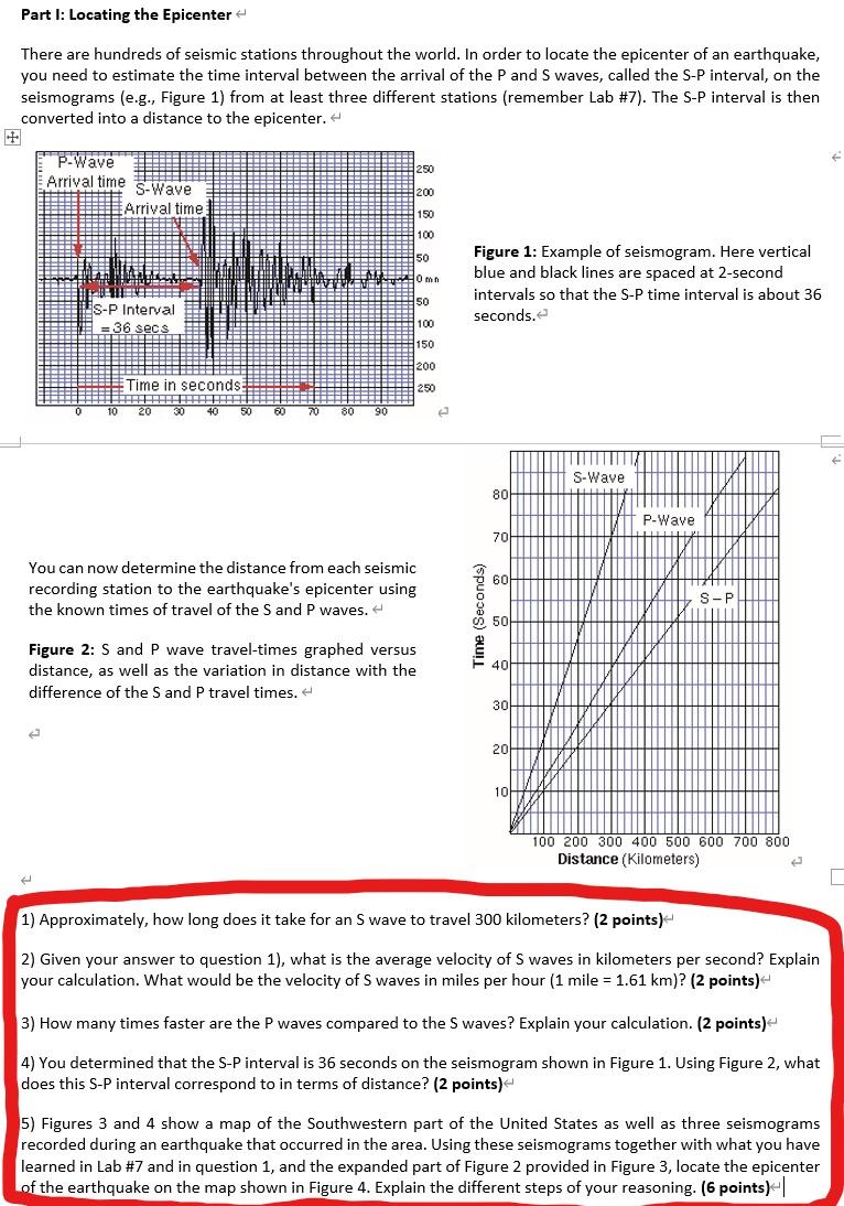 What is the formula for p- and s-waves in an earthquake?