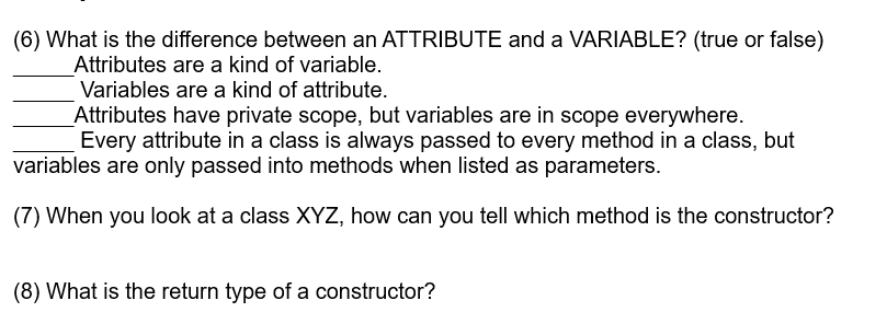 Solved (6) What is the difference between an ATTRIBUTE and a | Chegg.com