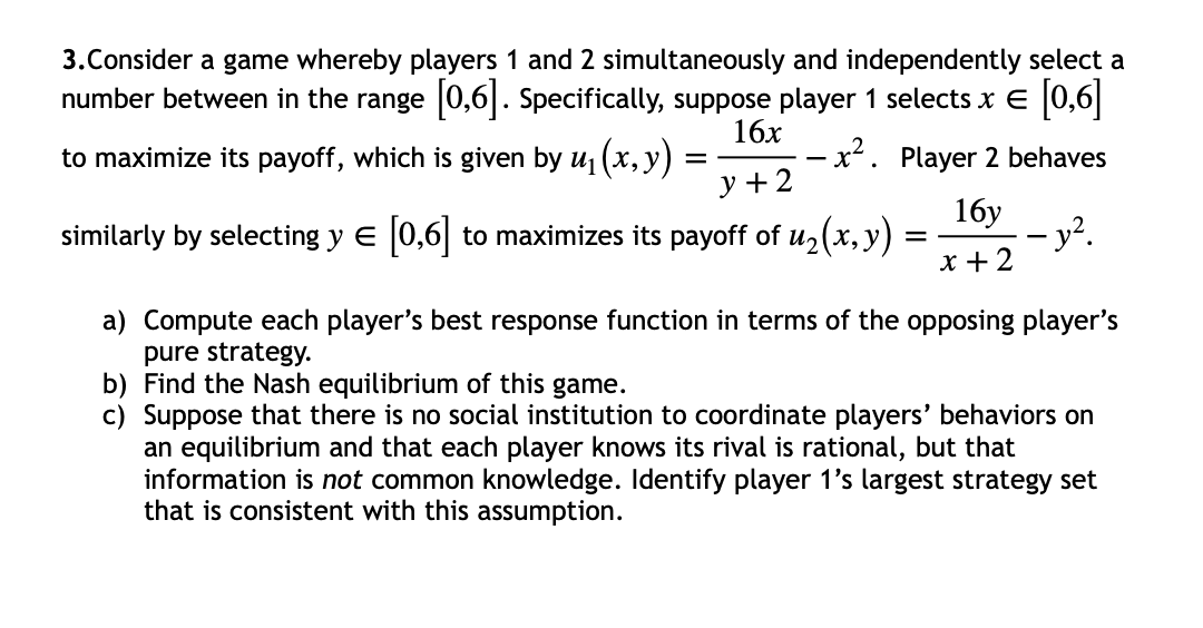 Solved 3.Consider a game whereby players 1 and 2 | Chegg.com