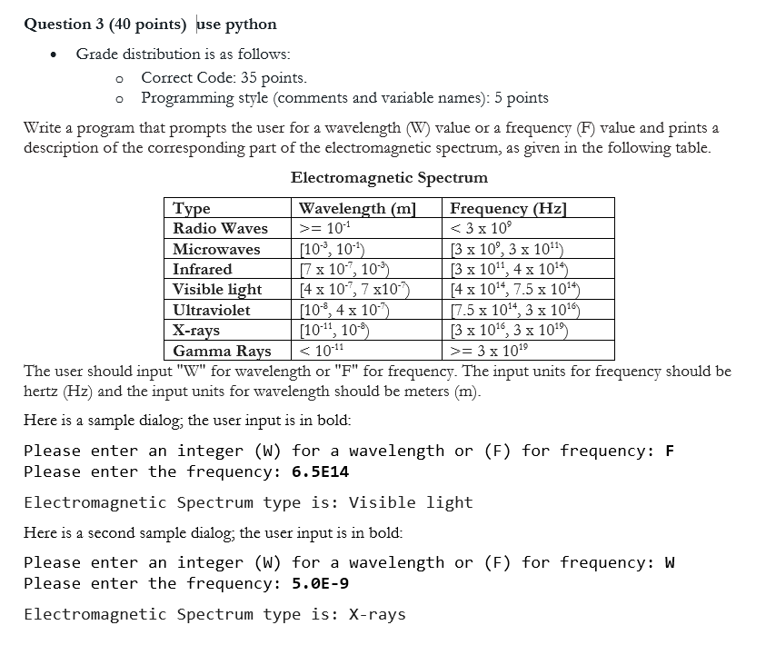 Solved Question 3 (40 points) use python • Grade | Chegg.com