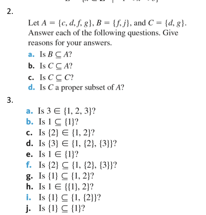 Solved Let A={c,d,f,g},B={f,j}, And C={d,g}. Answer Each Of | Chegg.com