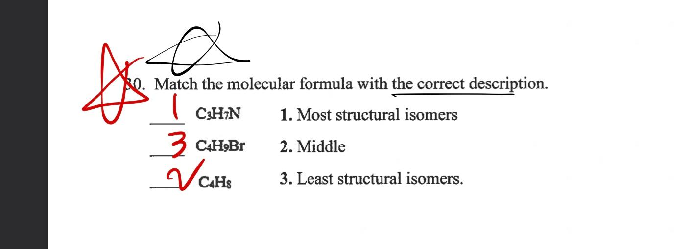 Solved ㅇ. Match the molecular formula with the correct | Chegg.com