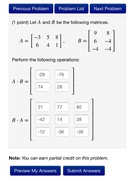 Solved Previous Problem Problem List Next Problem (1 point) | Chegg.com