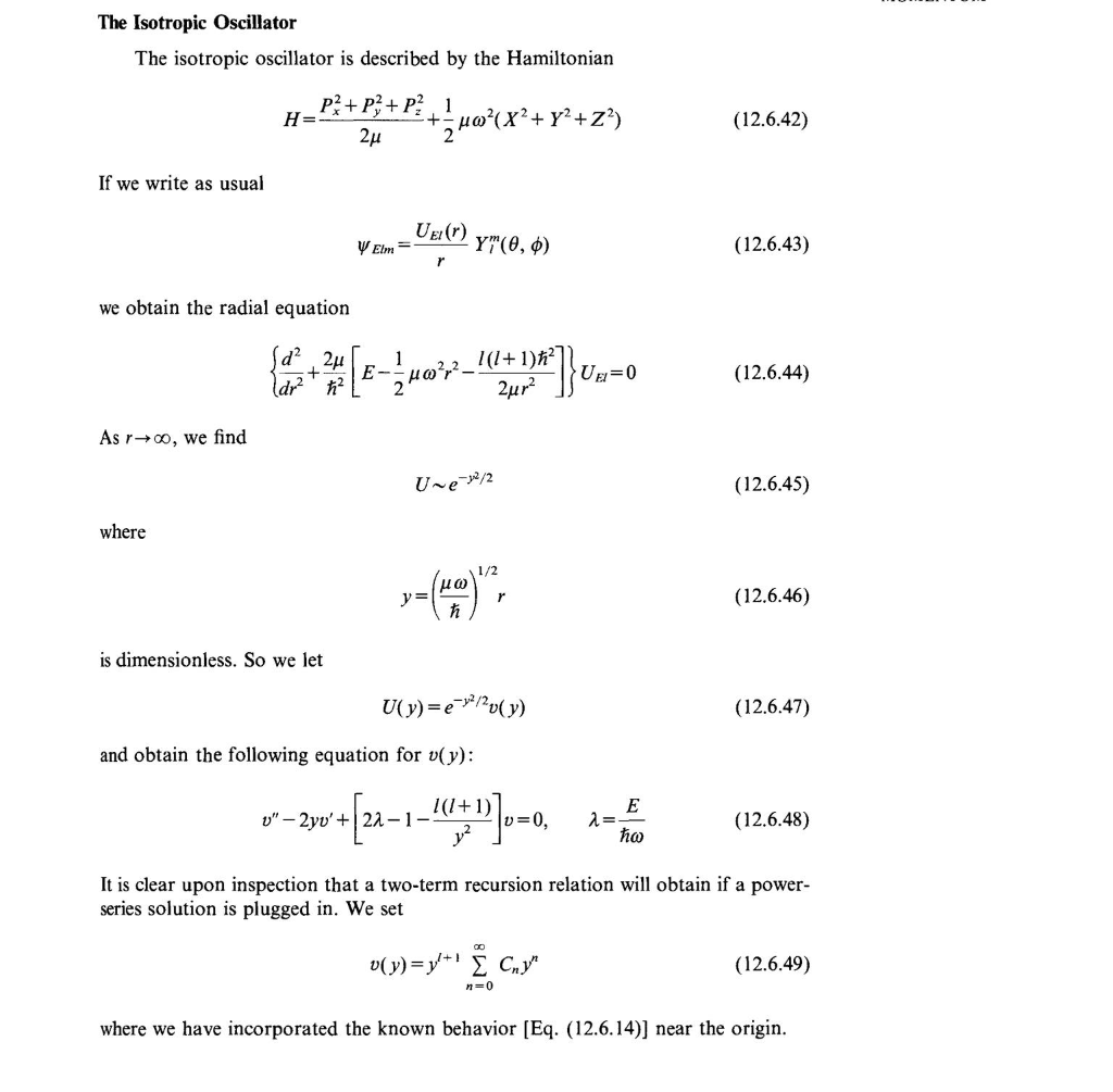 Solved The Isotropic Oscillator The isotropic oscillator is | Chegg.com