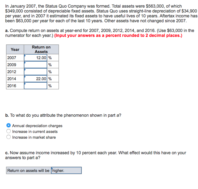 Solved In January 2007, the Status Quo Company was formed.