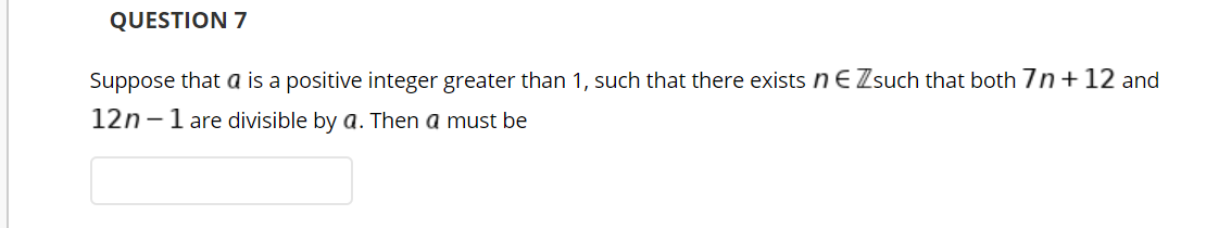 Solved QUESTION 7 Suppose That A Is A Positive Integer | Chegg.com