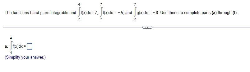Solved 7 7 The functions f and g are integrable and | Chegg.com