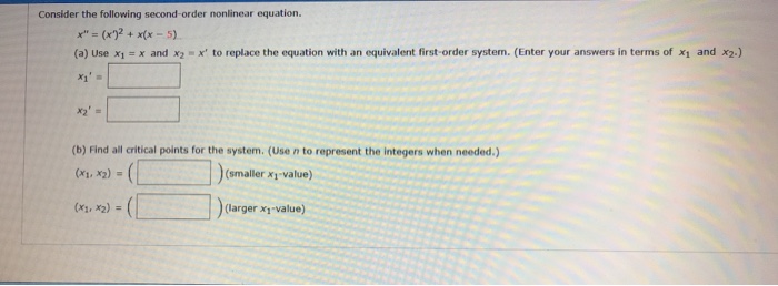 Solved Consider the following second-order nonlinear | Chegg.com