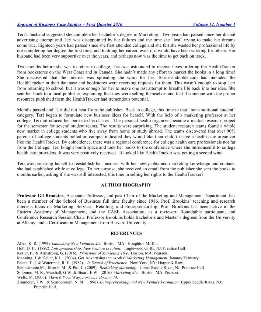 Solved Journal Of Business Case Studies First Quarter 2016 Chegg