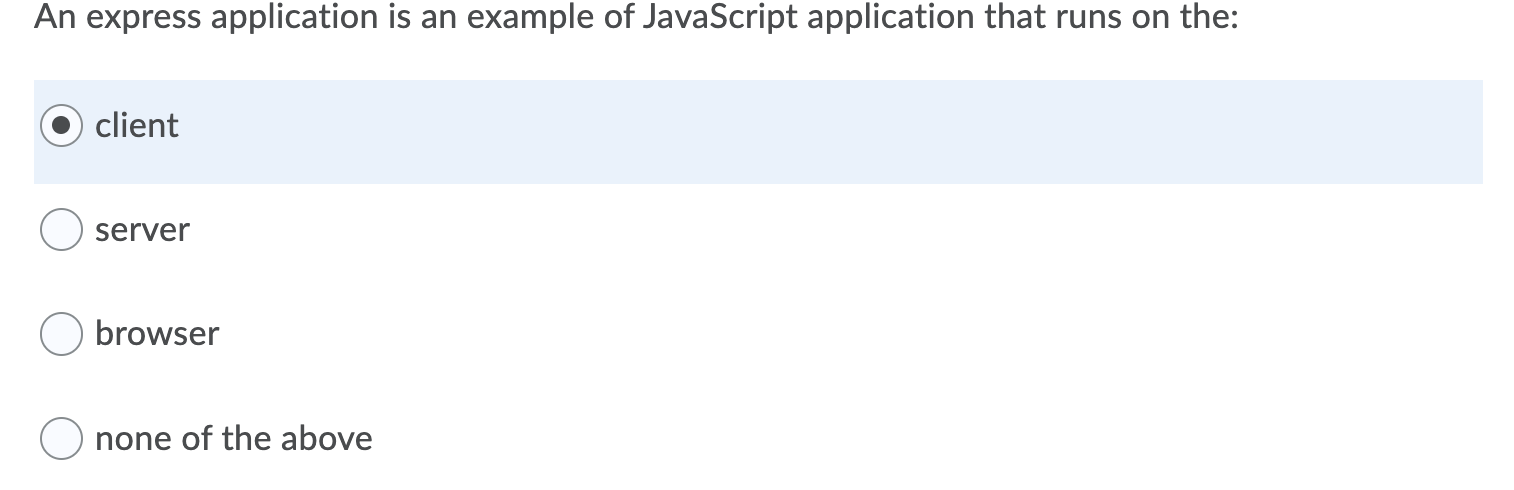 Solved An express application is an example of JavaScript | Chegg.com