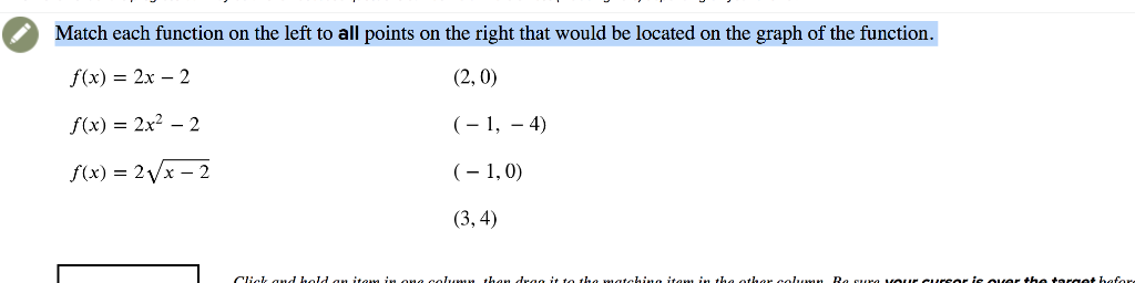 Solved Match each function on the left to all points on the | Chegg.com