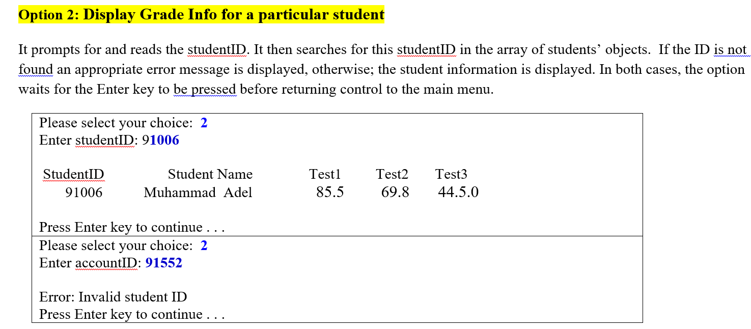 Python Lab Project (Term 201) Students Grade System | Chegg.com