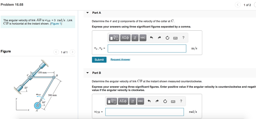 Solved Problem 16.68 1 of2 Part A The angular velocity of | Chegg.com
