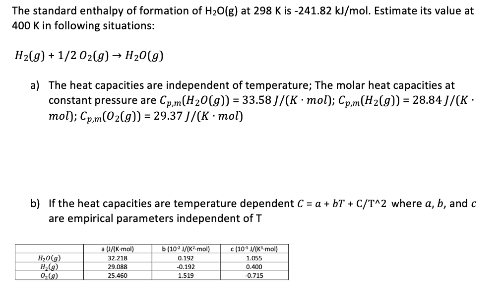 solved-the-standard-enthalpy-of-formation-of-h2o-g-at-298-k-chegg