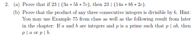 Solved 2. (a) Prove that if 23 (3a + 5b + 7c), then 23 (14a | Chegg.com