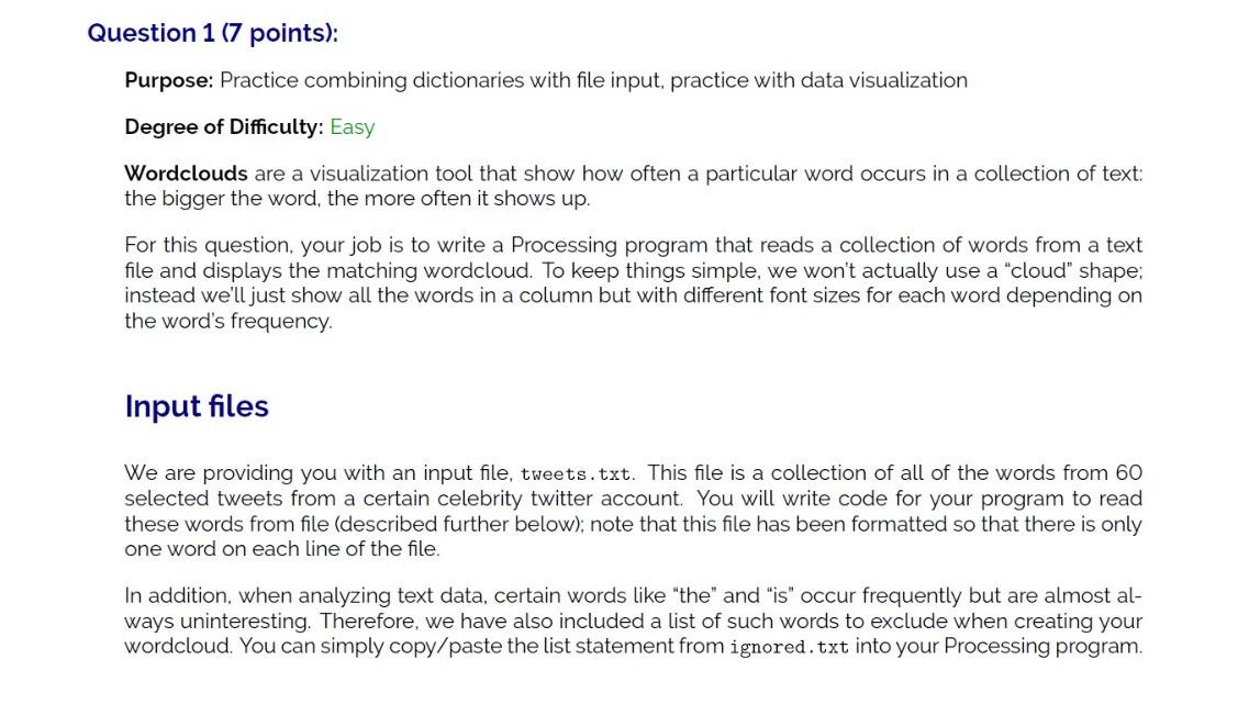 Solved Please use PROCESSING and code PYTHON DO NOT USE | Chegg.com