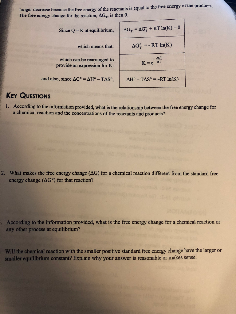 Solved longer decrease because the free energy of the | Chegg.com