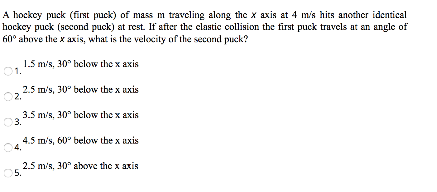 Solved A hockey puck (first puck) of mass m traveling along