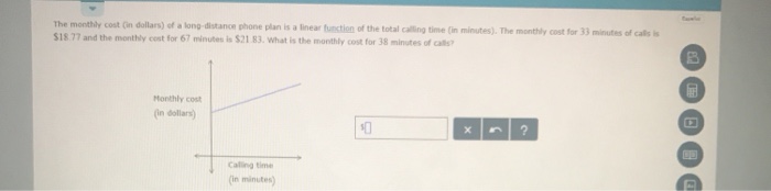 Solved The monthily cost On dullars) of a lang distance | Chegg.com