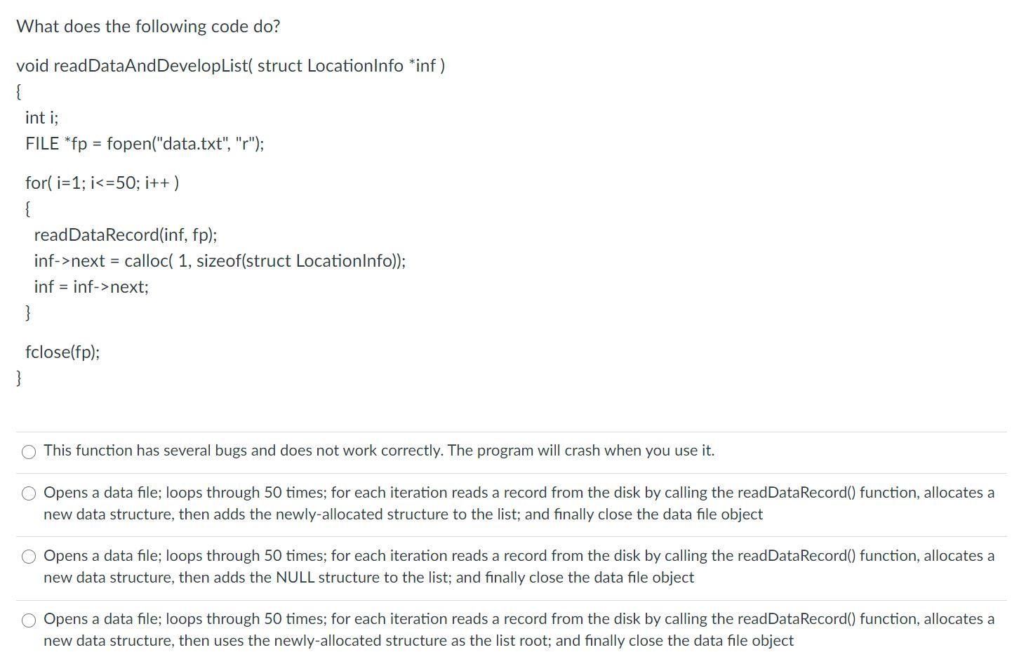 Solved What does the following code do? void | Chegg.com