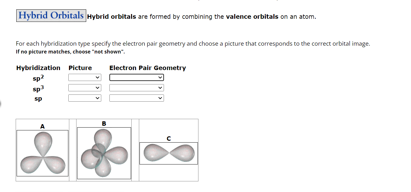 Solved Hybrid orbitals are formed by combining the valence | Chegg.com