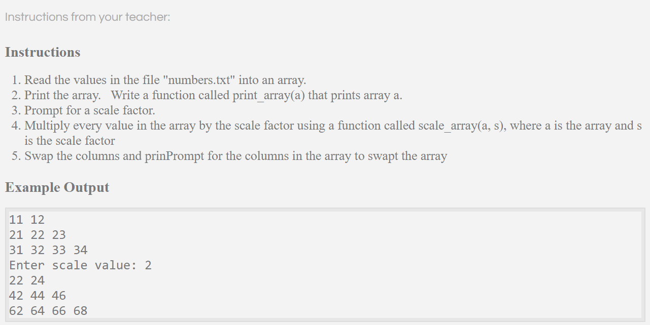 Solved Python - Scale a Two Dimensional List. Instructions | Chegg.com
