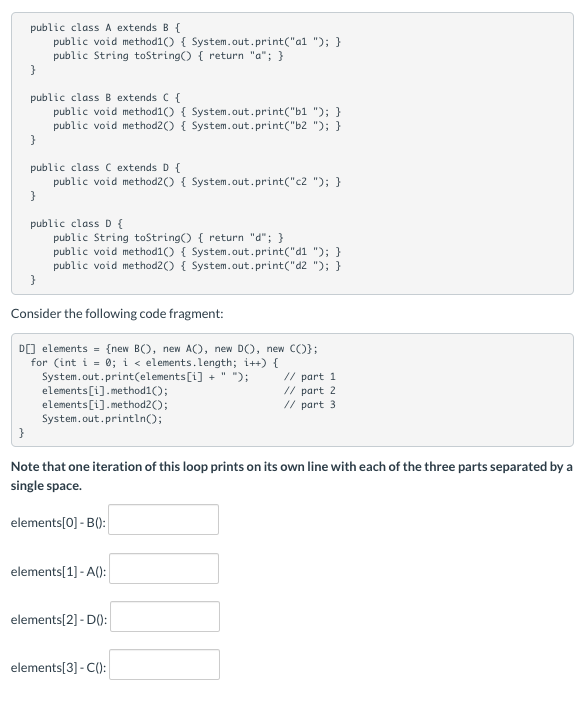 Solved public class A extends B { public void methodlo { | Chegg.com