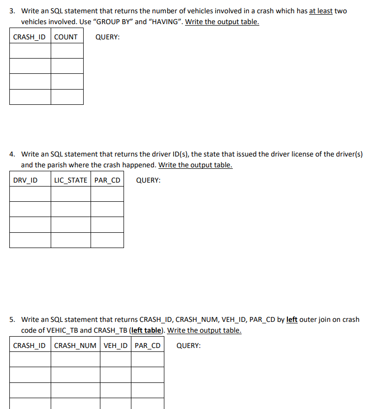 Solved 3. Write an SQL statement that returns the number | Chegg.com