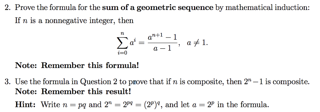 Solved 2. Prove the formula for the sum of a geometric | Chegg.com