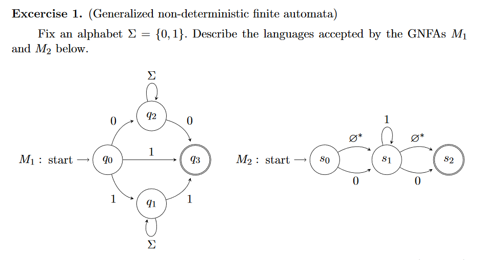 Solved Excercise 1. (Generalized non-deterministic finite | Chegg.com