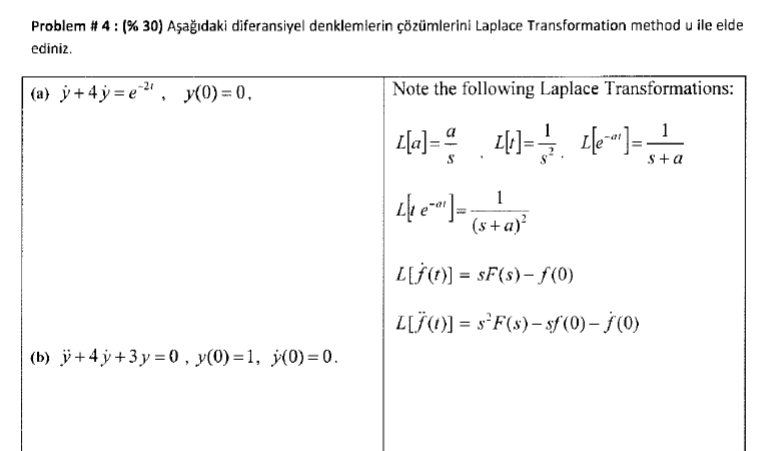 Solved Problem 4 30 Asagidaki Diferansiyel Denkle Chegg Com