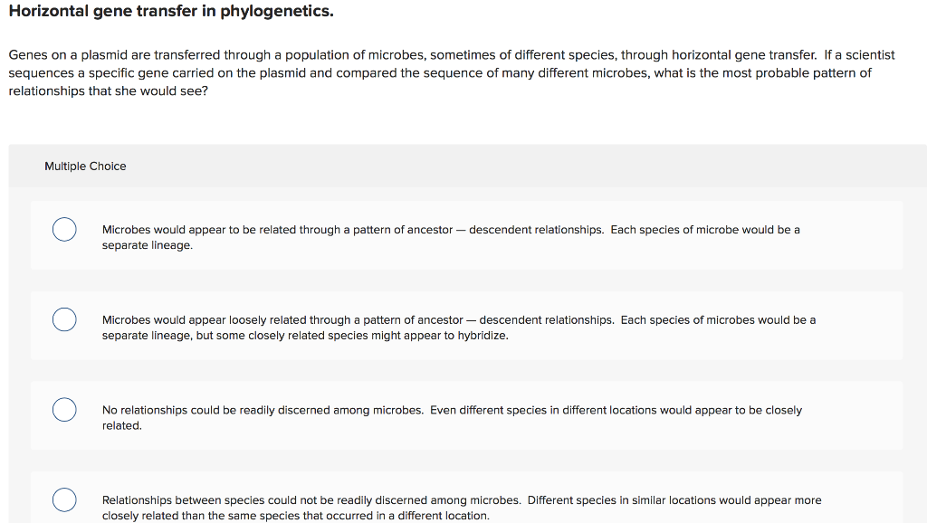 Solved Horizontal gene transfer in phylogenetics. Genes on a | Chegg.com