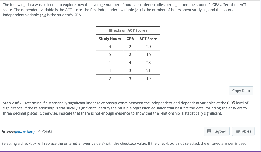 Score Study Solved The following data was collected to explore how the | Chegg.com