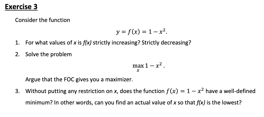 Consider the function
\[
y=f(x)=1-x^{2}
\]
1. For what values of \( x \) is \( f(x) \) strictly increasing? Strictly decreasi