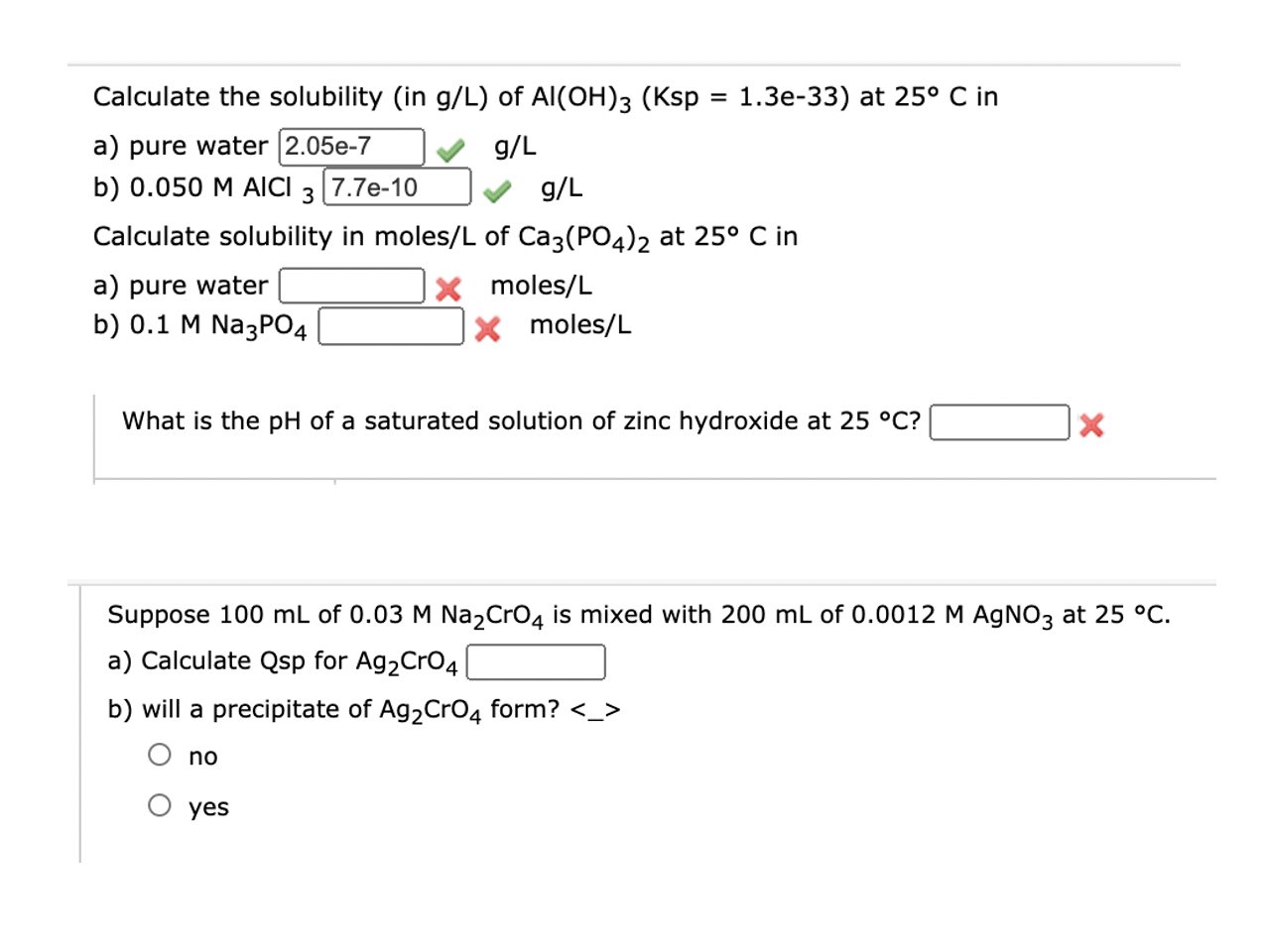 Solved There Are Many Incorrect Answers For The Zinc Hydr Chegg Com