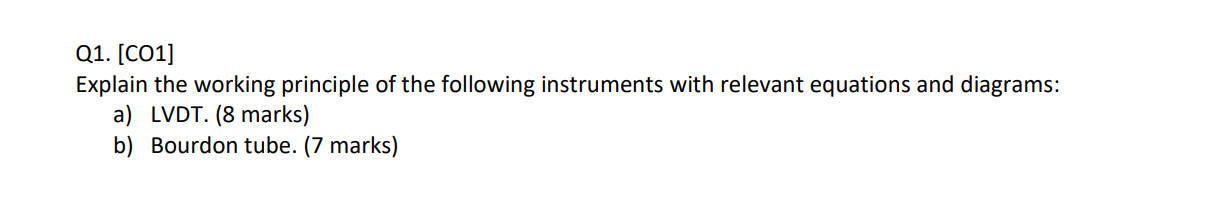 Solved Q1. [C01] Explain the working principle of the | Chegg.com