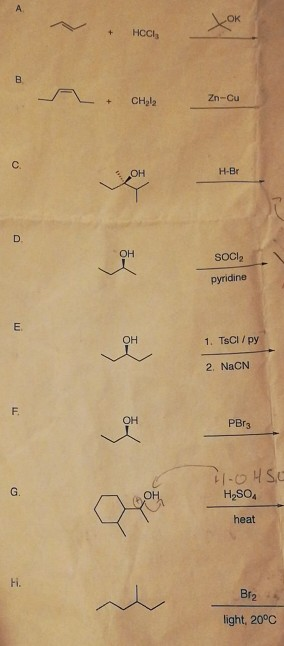 Solved A. Н-Br H2O2 B. Br2 H20 Н-Br D. На Pt E. 1. BH3/THF 2 | Chegg.com
