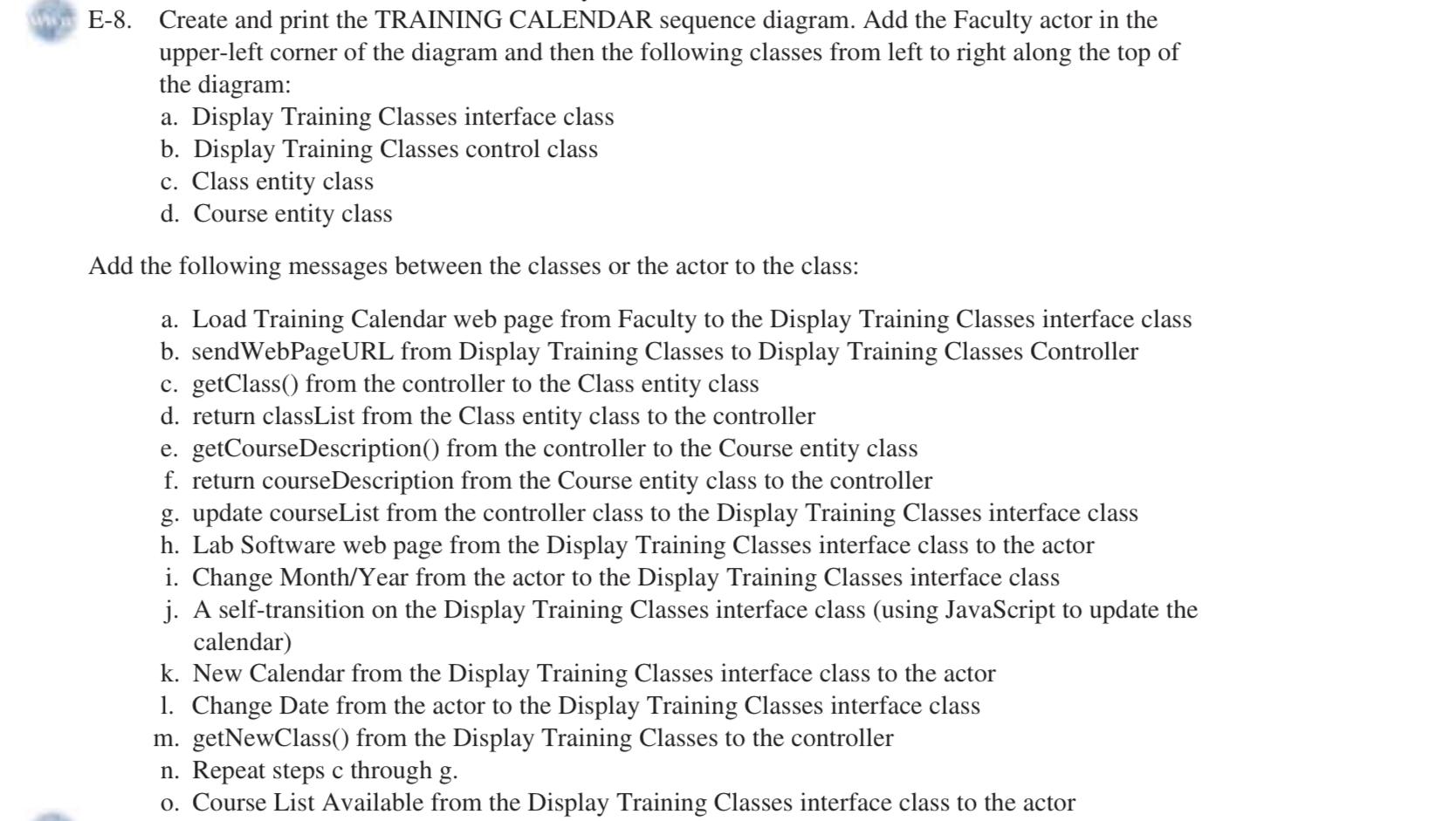 Solved E-8. Create and print the TRAINING CALENDAR sequence | Chegg.com