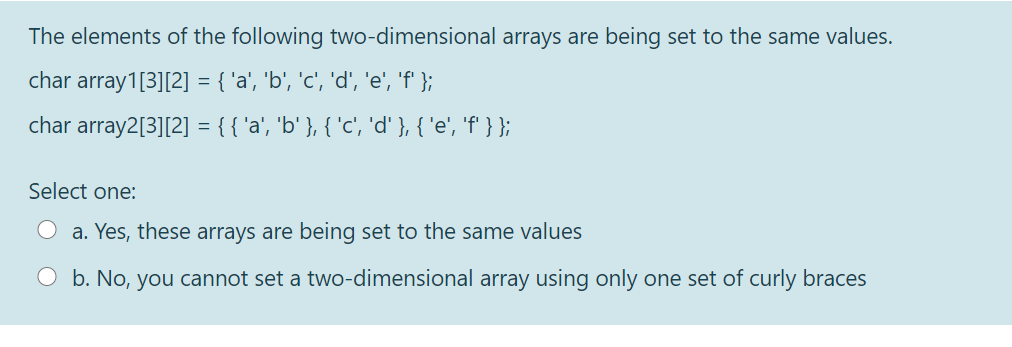 Solved The elements of the following two-dimensional arrays | Chegg.com